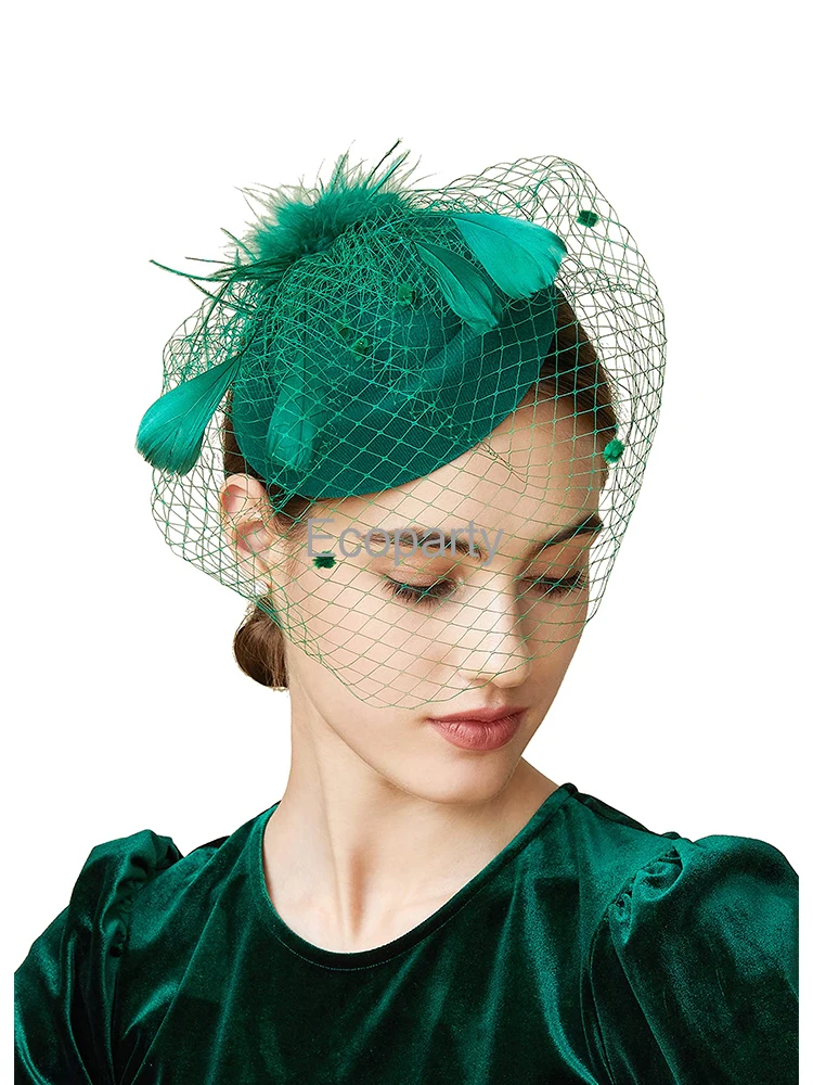 Fascinator Hat Veil Feather Fascinator Hair Clip Tea Party Pillbox Derby Hat Fascinator Bridal Wedding Veil