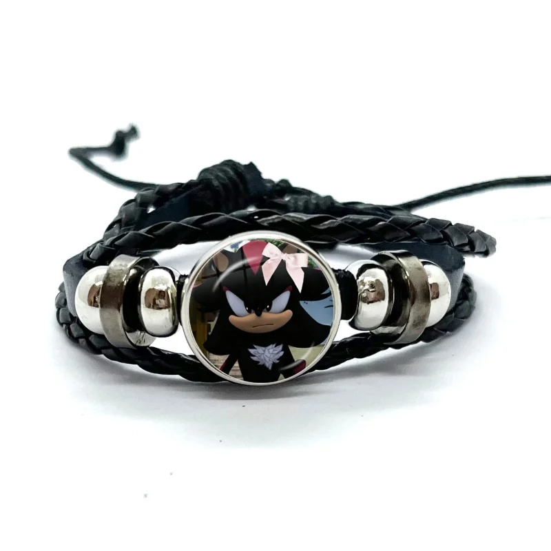 Shadow The Hedgehog Anime Leather Bracelets Funny Cute Cartoon Multilayer Braided Bracelets Bangles Handmade Jewelry Gifts