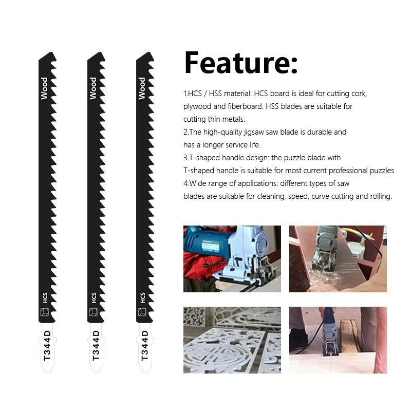 Jig Lưỡi Cưa 5 Chiếc T344D Saber Lưỡi Dao T Vỏ Chuyển Động Qua Lại Lưỡi Cưa Gỗ Cắt HCS Cưa Thép lưỡi Dao