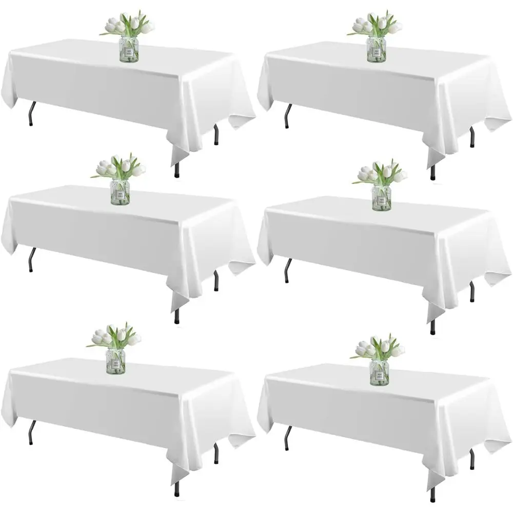 

Белая полиэстеровая скатерть 60x102 дюйма, устойчивая к сминанию и моющаяся, для вечеринок, свадеб, банкетов