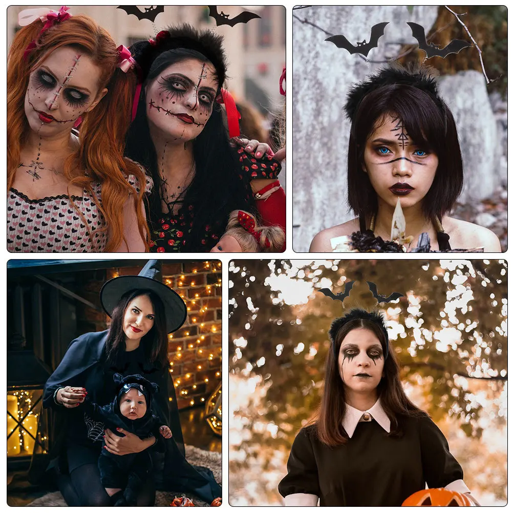 

2 шт., повязка на голову с летучей мышью на Хэллоуин, легкая удобная застежка для волос, костюмный аксессуар для карнавального выступления, обруч для волос