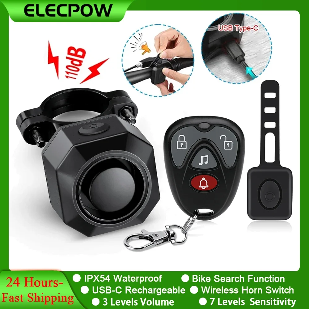 

Elecpow Bicycle Alarm Wireless Waterproof Electric Scooter Motorcycle Bike Anti theft Alarm Remote Control Security Protection