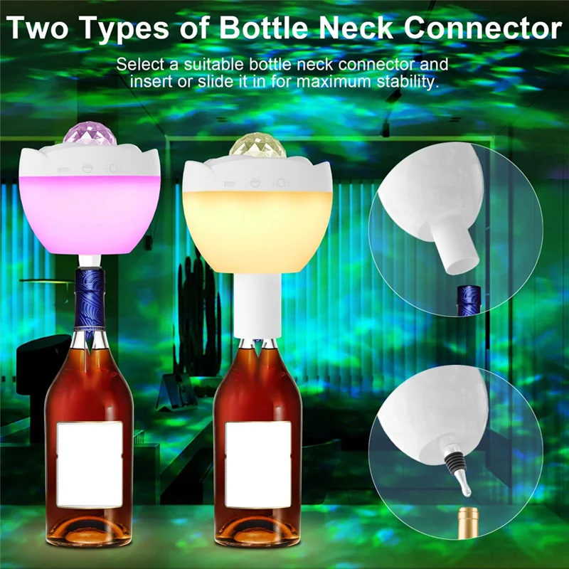 ABJY-Lampada per bottiglie wireless, luce per bottiglie a LED con funzione di proiezione, lampada per bottiglie di vino con 3 temperature di colore e luce RGB