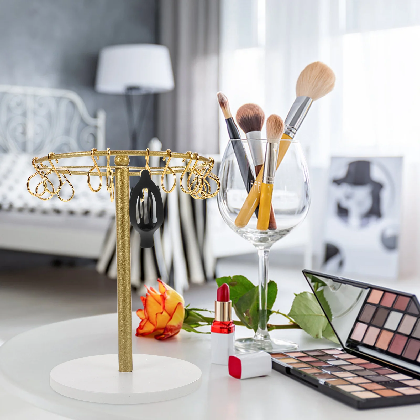 

Hair Clip Organizer Metal Desktop Storage Rack For Women , Multicompartment Claw Clip Holder, Hair Accessories