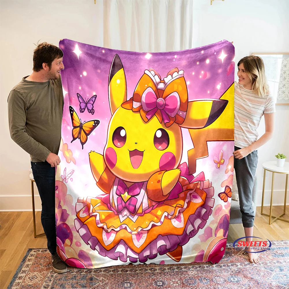 3D Pokemon Unique Pikachu Flannel Blanket for Bed Bedroom Sofa Picnic, Throw Blanket for Cover Outdoor Leisure Nap Birthday Gift