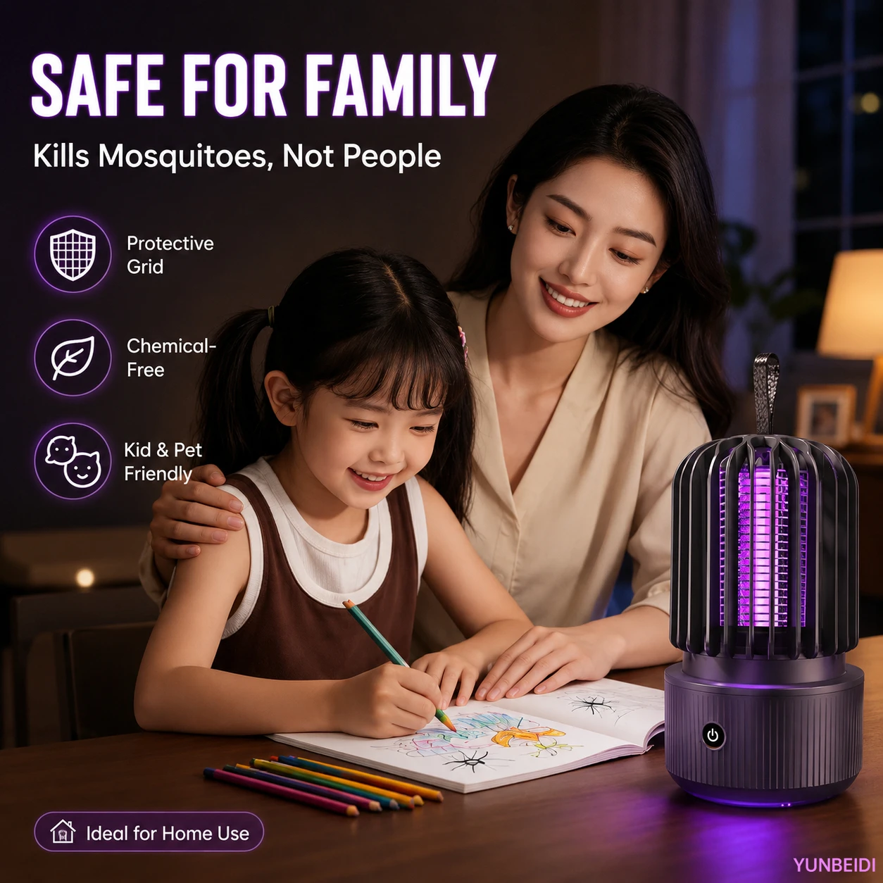 Mosquito Killer Lamp 2 in 1 UV Light Mosquito Trap USB Rechargeable Quiet Night Light for Home Bedroom Camping Indoor Outdoor view 3