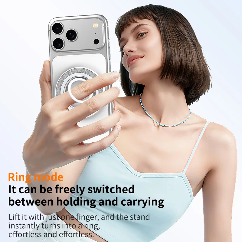 حامل هاتف بحلقة إصبع مغناطيسية جديدة من MagSafe، 360 درجة °   قبضة هاتف قابلة للدوران وقابلة للطي، دعامة معدنية عالمية، حامل سطح المكتب الأنيق