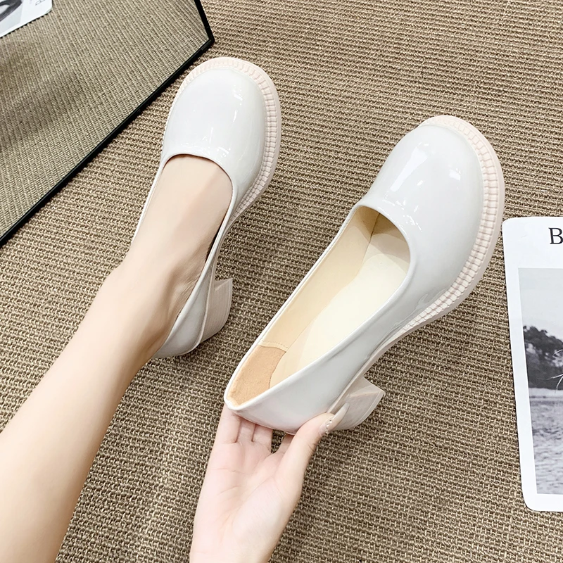 New Low-heeled Single Shoes New Pointed Toe Chunky Heel High Shoes Bridesmaid Wedding Shoes Lady Pumps Dress Shoes