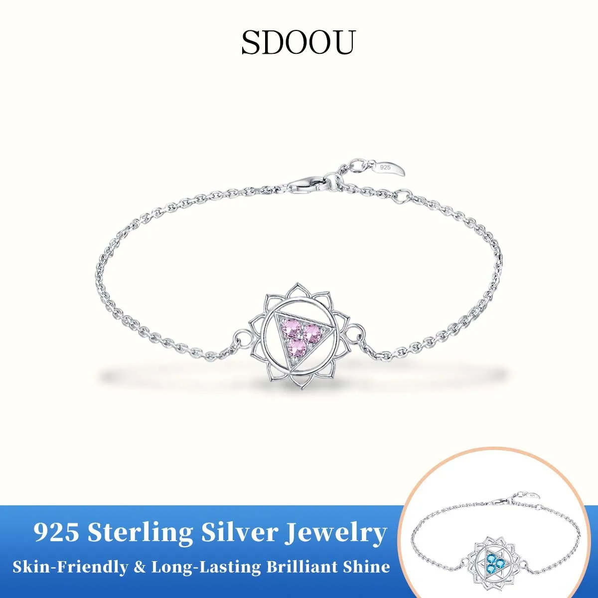 

Элегантный сертифицированный браслет из стерлингового серебра 925 пробы с розовым кристаллом в форме подсолнуха для девочек, гипоаллергенная цепочка с покрытием 18 карат, подарок на день рождения