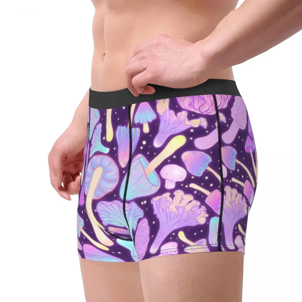 Men Psychedelic Mushroom Underwear Funny Boxer Briefs Shorts Panties Male Breathable Underpants Plus Size