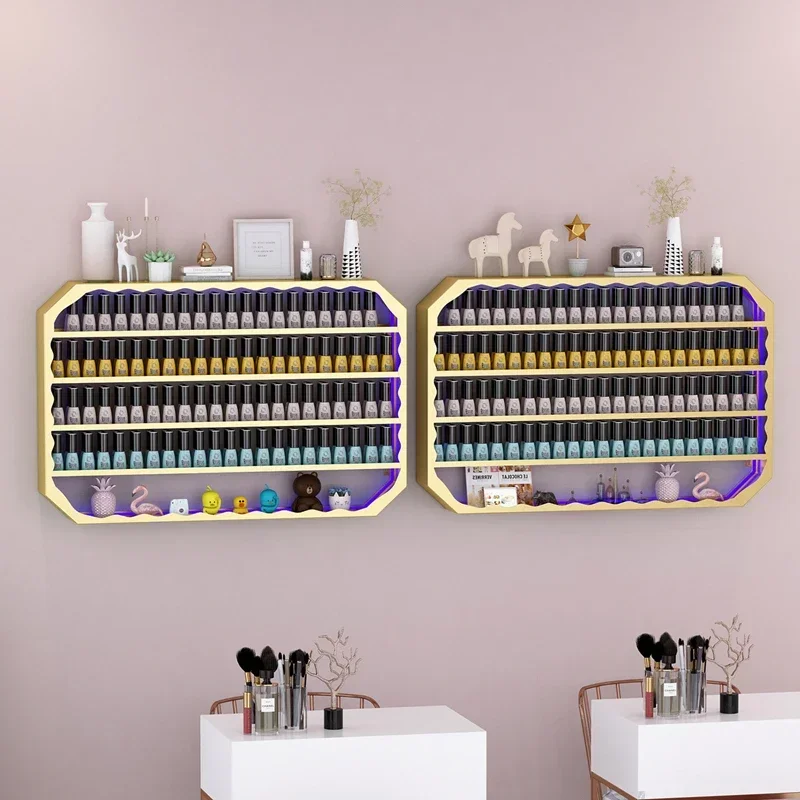 Spacious Nail Polish Rack Wall-Mounted Multi-Layer Display Metal Construction for Stable Perfume and Makeup Organization Best