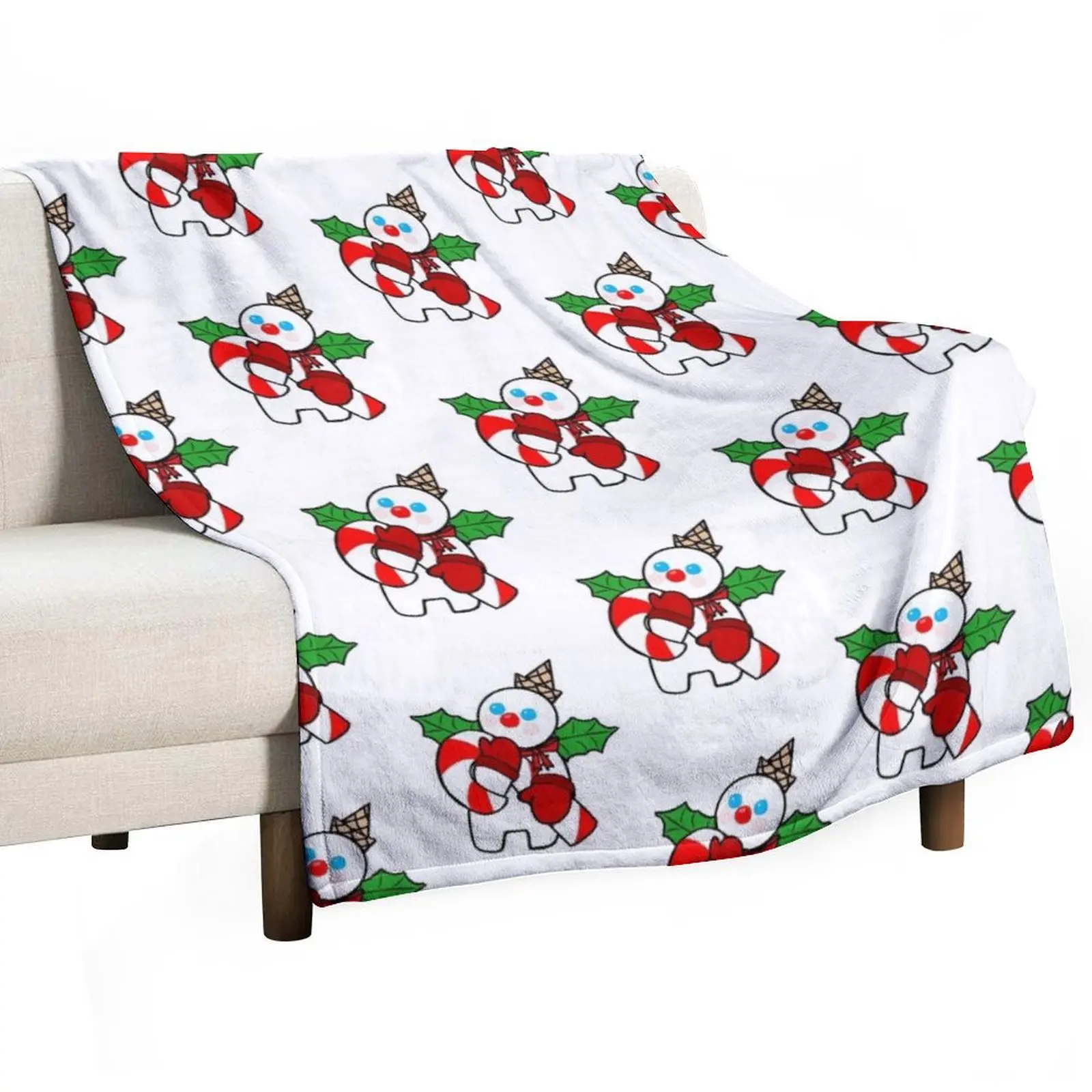 Mr. Bingle with Candy Cane Throw Blanket for winter Hairys Blankets