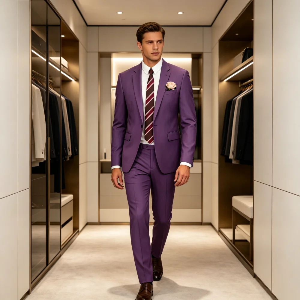 

Мужской свадебный костюм-двойка Slim Fit: пиджак с отложным воротником и брюки для выпускного вечера и деловых мероприятий