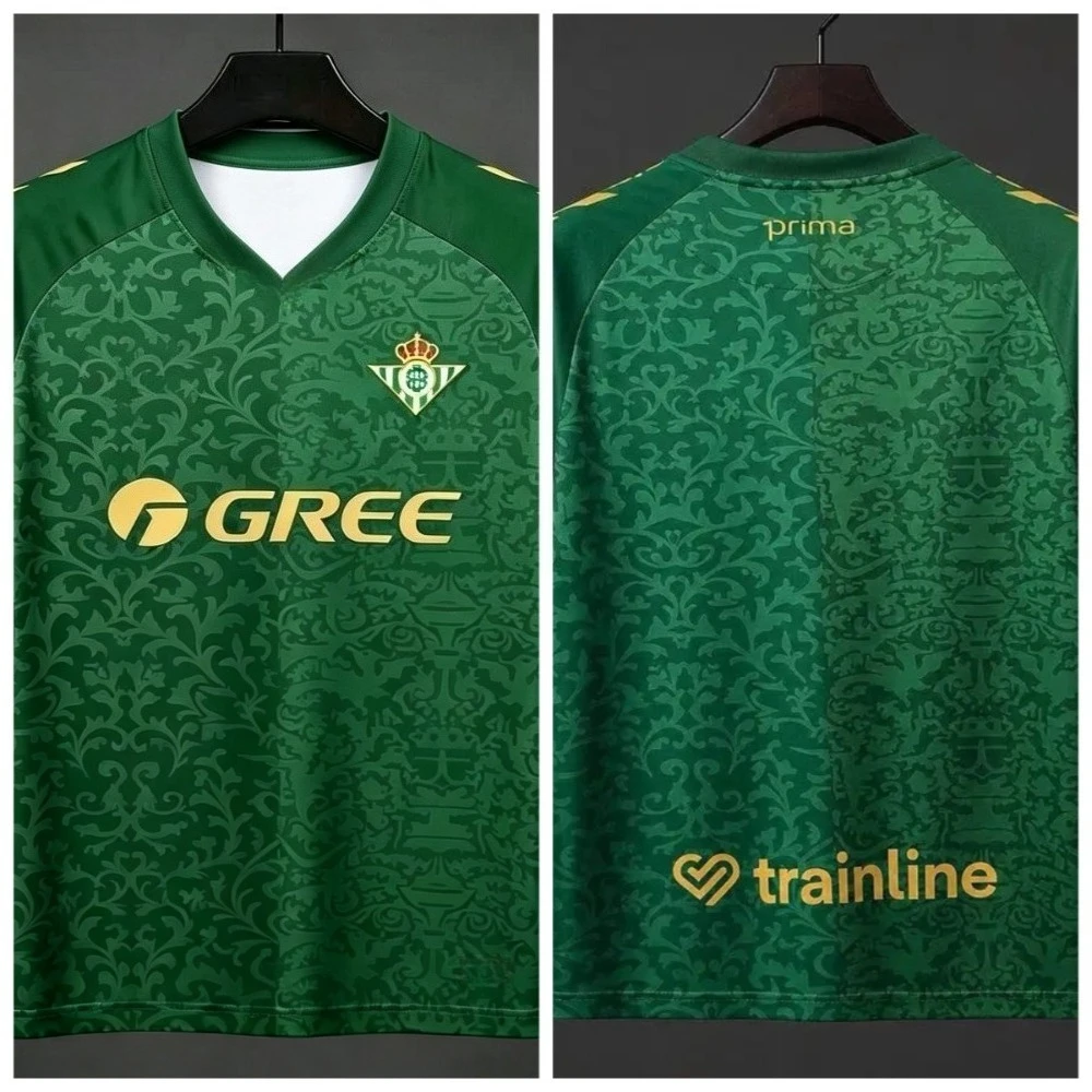 26-27 Betis Away Football Jersey T-shirt, Men Summer 3D Printed Sports Training Shirt Breathable Quick Drying Fashion Sweatshirt