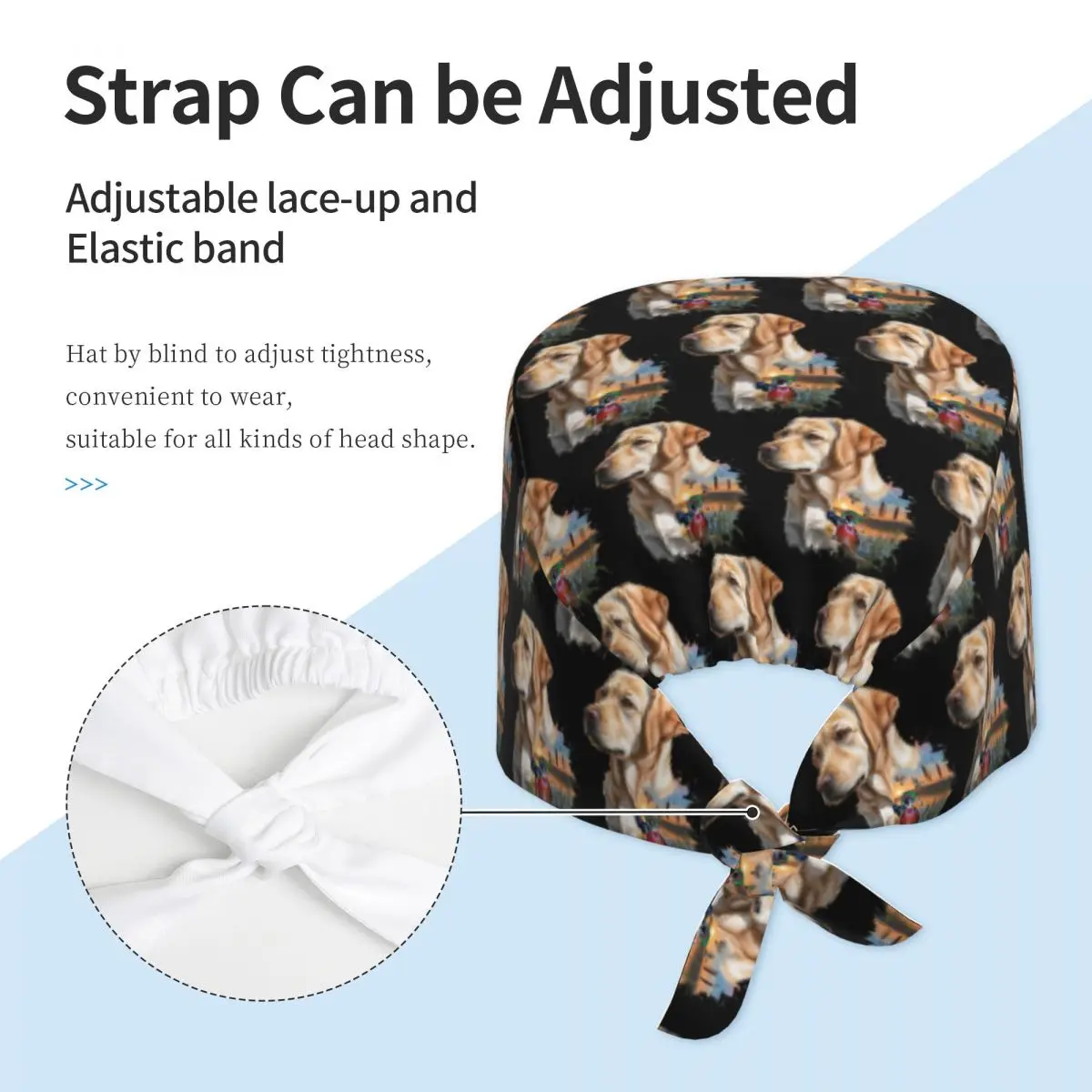 Yellow Labrador And Wood Duck Sunrise Scrub Hat Doctor Working Surgical Cap Men Women Adjustable Nursing Caps for Dentist