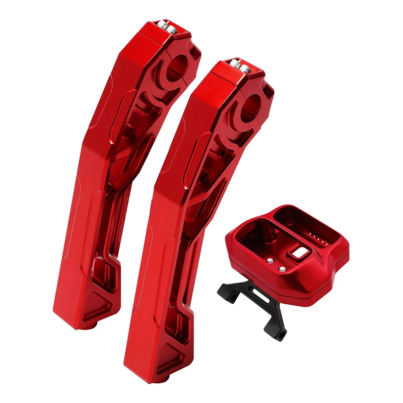 

Motorcycle Red And Yellow 10" Height Handlebar Risers & Gauge Mount Fit For Harley Softail 2018-2024