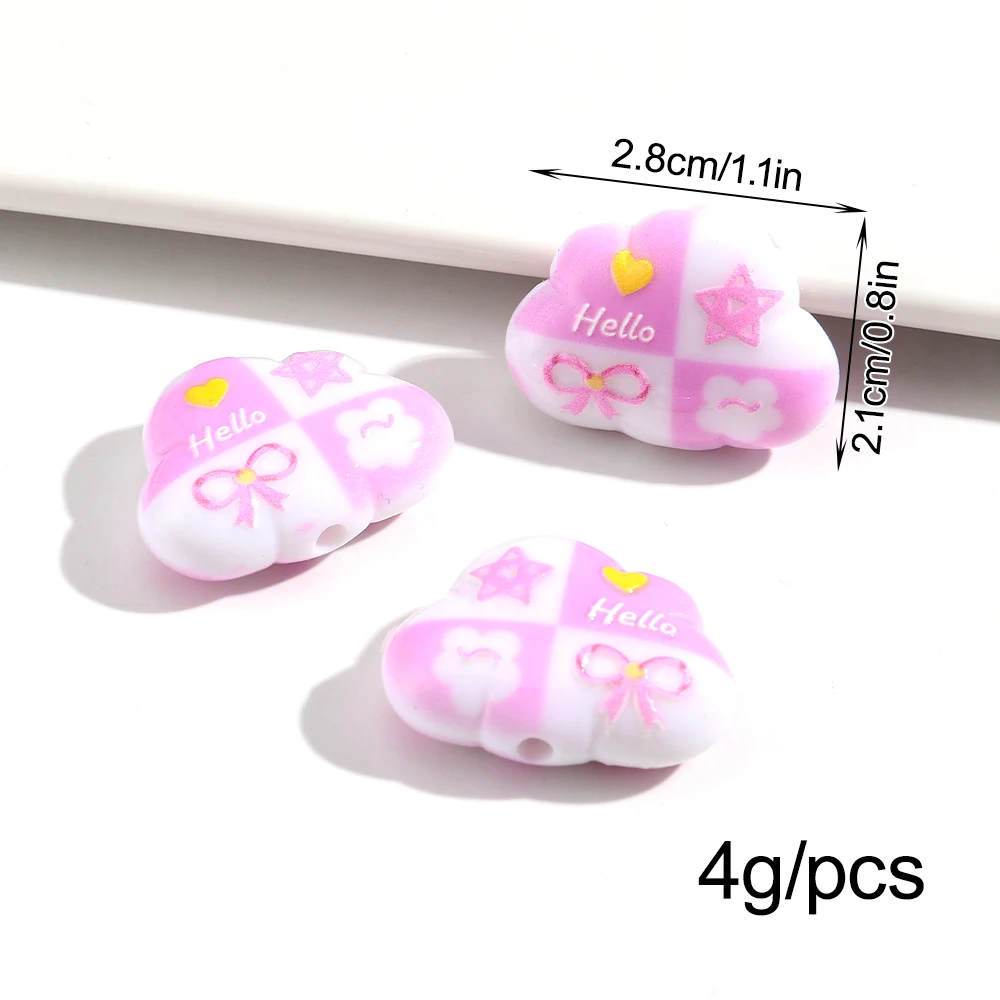 15Pcs Cute Cloud Shape Bow Acrylic Spacer Beads for DIY Jewelry