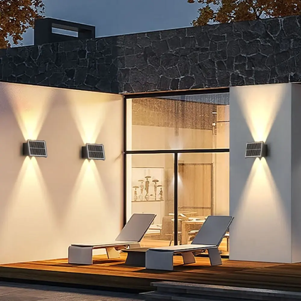 Up and Down Luminous Solar Wall Lamp Modern Minimalist Outdoor Solar LED Light Spotlight Dimming Waterproof