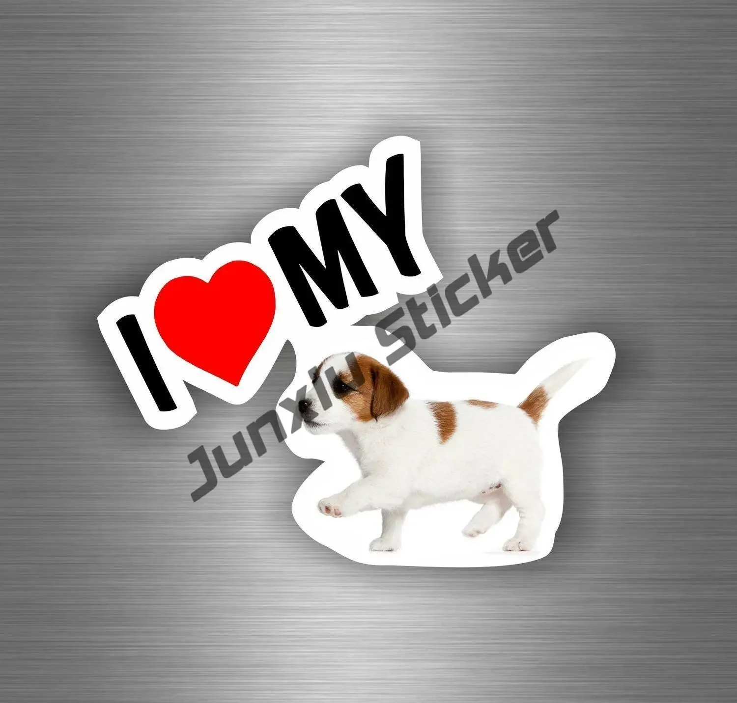 Cute Schnauzer Jack Russell Terrier Cartoon decal I Love My Jack Russel Vinyl Decal Dog Sticker for Laptops Windows Cars Trucks