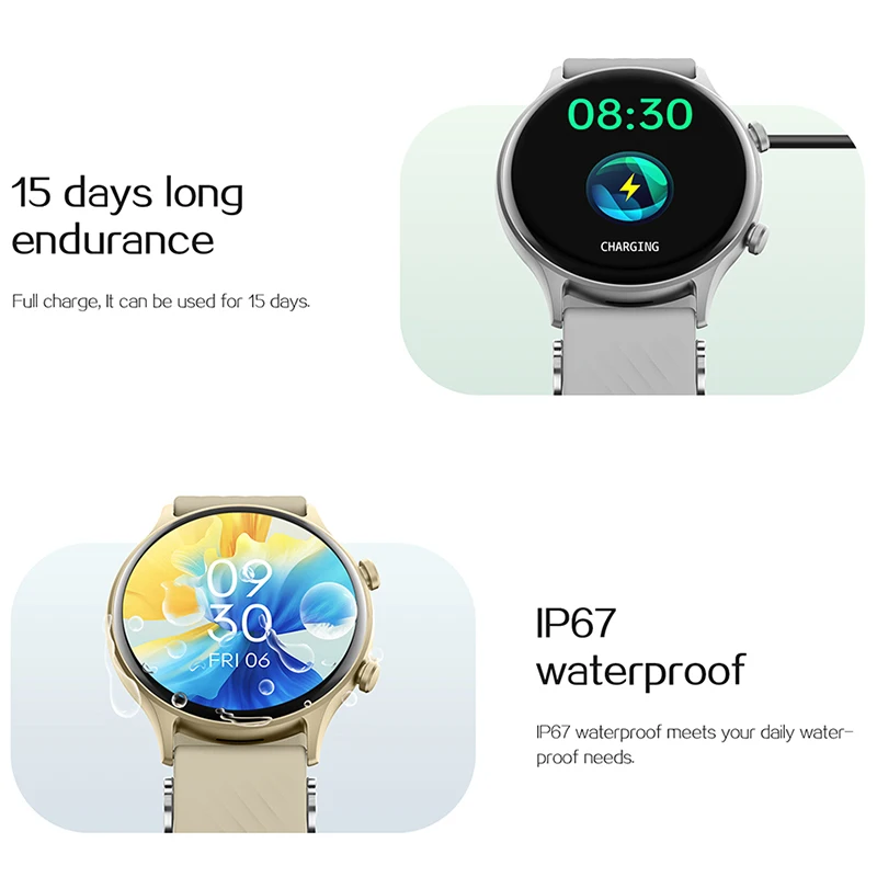 100+ الطلب 123 وسائط رياضية ساعة ذكية بلوتوث دعوة AI صوت مساعد لعبة IP67 مقاوم للماء Smartwatch النساء يمكن ارتداؤها معصمه