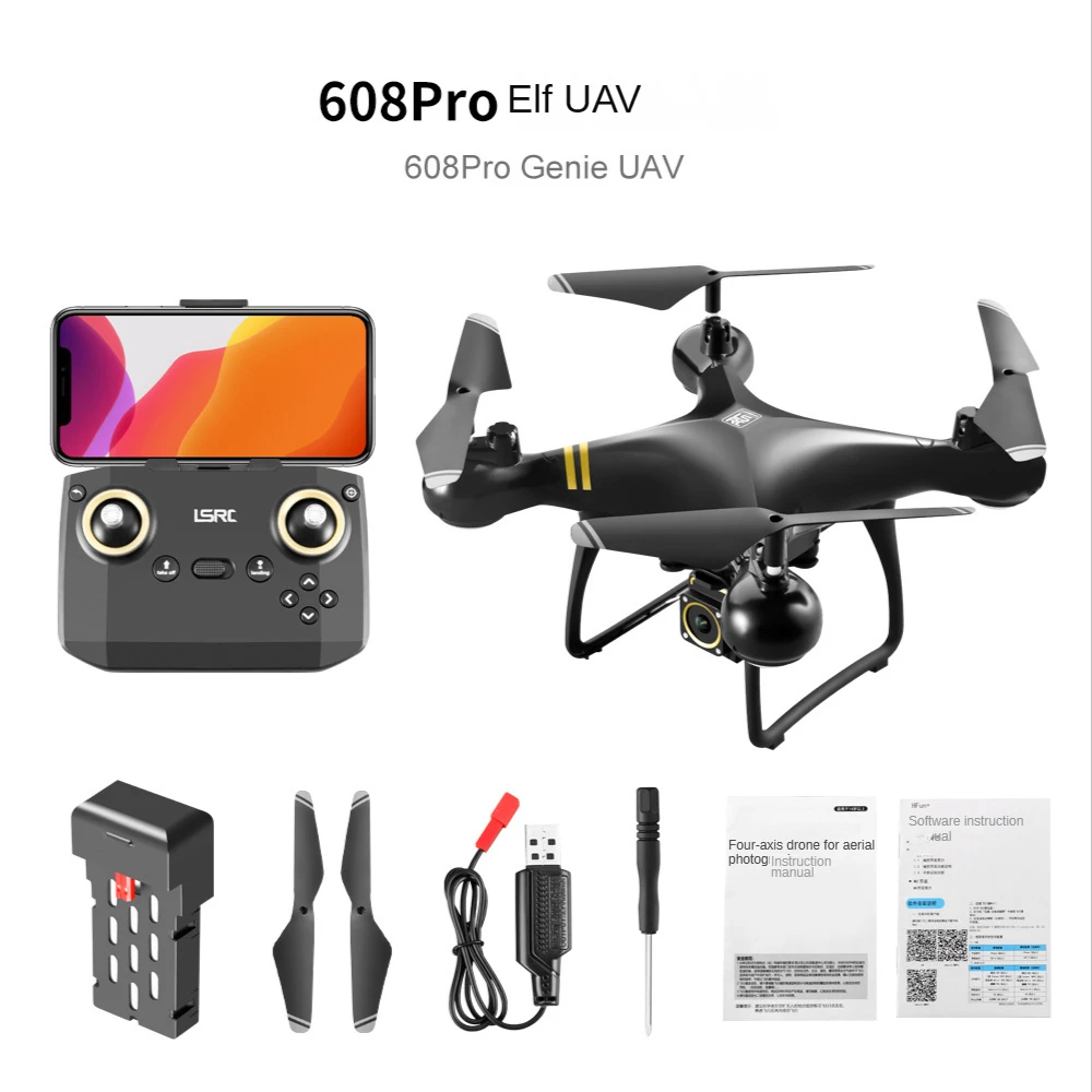 

608Pro HD double 4K Upgrade dual lenses HD aerial photography quadcopter Remote control aircraft with lights