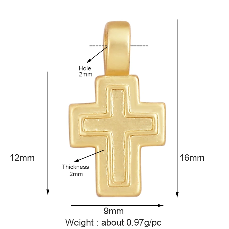 Pendentif à breloque de style religieux, croix plaquée or 18 carats, incrusté, cubique, contre-indiqué, bijoux, collier, bracelet, accessoires, fournitures, L05, nouveau