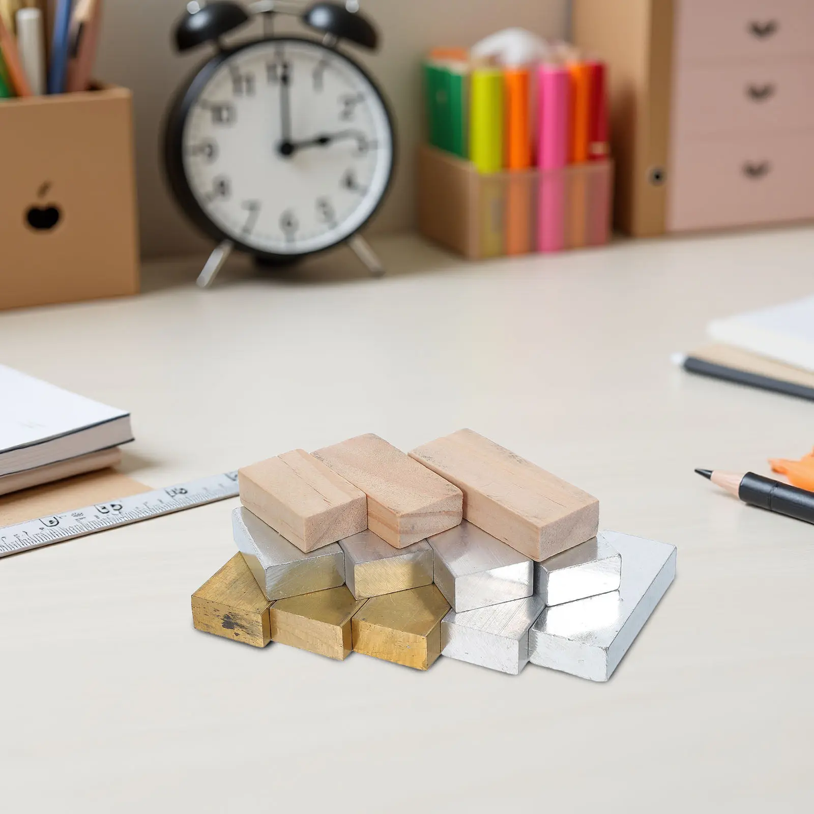 

12Pcs Density Cube Set Brass Aluminum Iron Wooden Blocks Physics Teaching Tool Classroom Supplies Science Experiment Educational