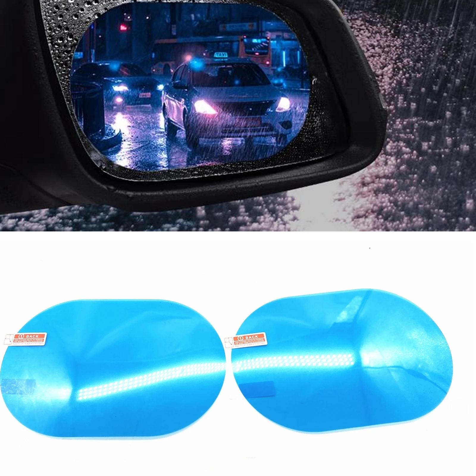 2pcs Car Rear View Mirror Film Rainproof Anti-Fog Hydrophobic Protective Stickers Reverse Glass Waterproof Mat Shade Trim Cover