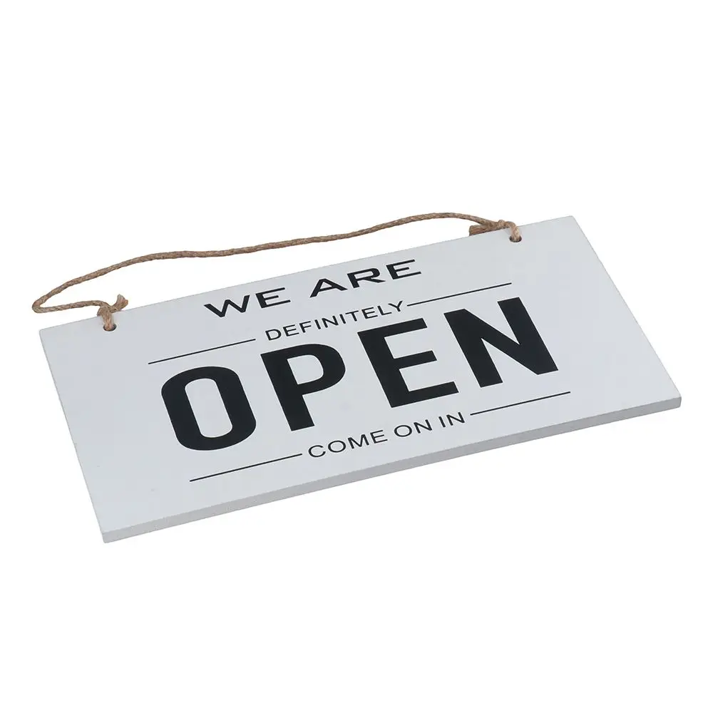 Wooden Double Sided Business Sign Reversible With Ring Hanging Sign Open and Closed Shop