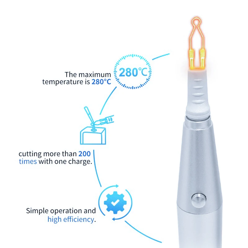 Wireless Rechargeable Dental Gutta Percha Cutter Endodontic Heating Pen 7 Pcs Interchangeable Heating Tips Storage Base