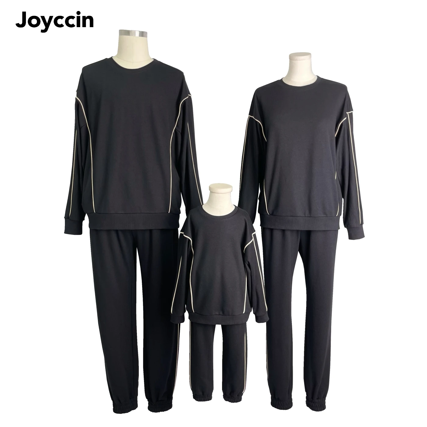 

Joyccin Family Pajama Set Long Sleeves Loose Tracksuits Family Matching Outfits Plus Size Elastic Waist Sweatshirt Casual Suits