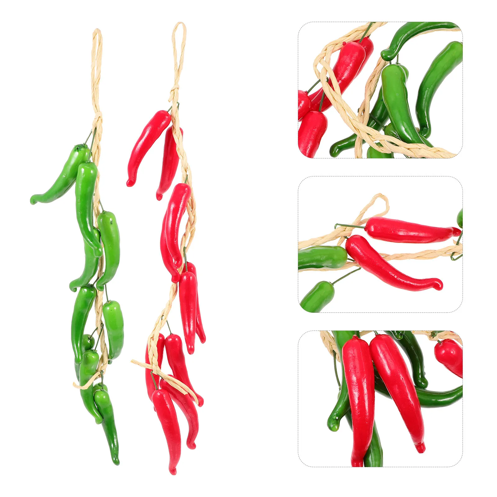 2 Pcs Chili Kitchen Decor Artificial Vegetables for Decoration Food Display Pepper Hanging Ornament Home