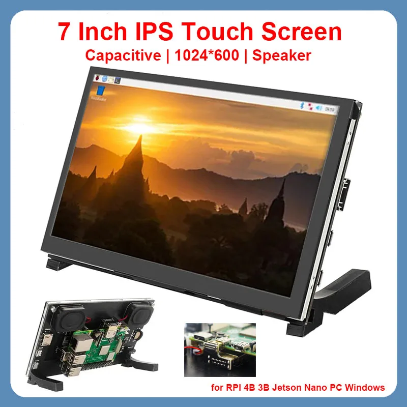 

Raspberry Pi 5B 7 Inch IPS Touch Screen 1024*600 HD LCD Capacitive Display Monitor for RPI 4 3B Jetson Nano PC Windows AIDA64