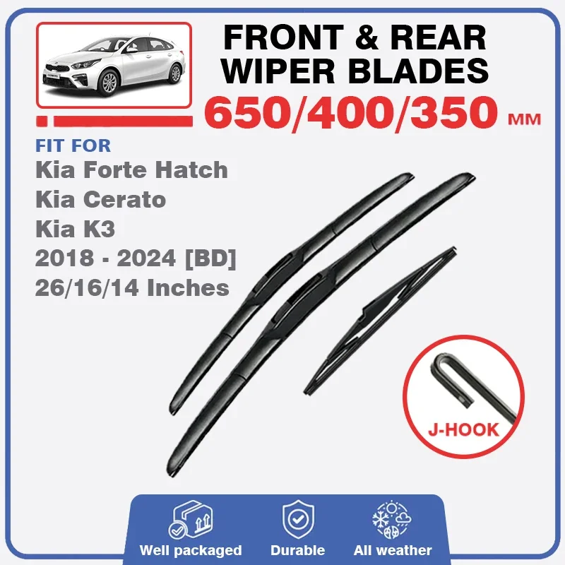 For Kia Forte Hatch MK3 BD 2018 - 2024 Cerato K3 Front Rear Wiper Blades Windscreen Cleaning Windshield Accessories 26