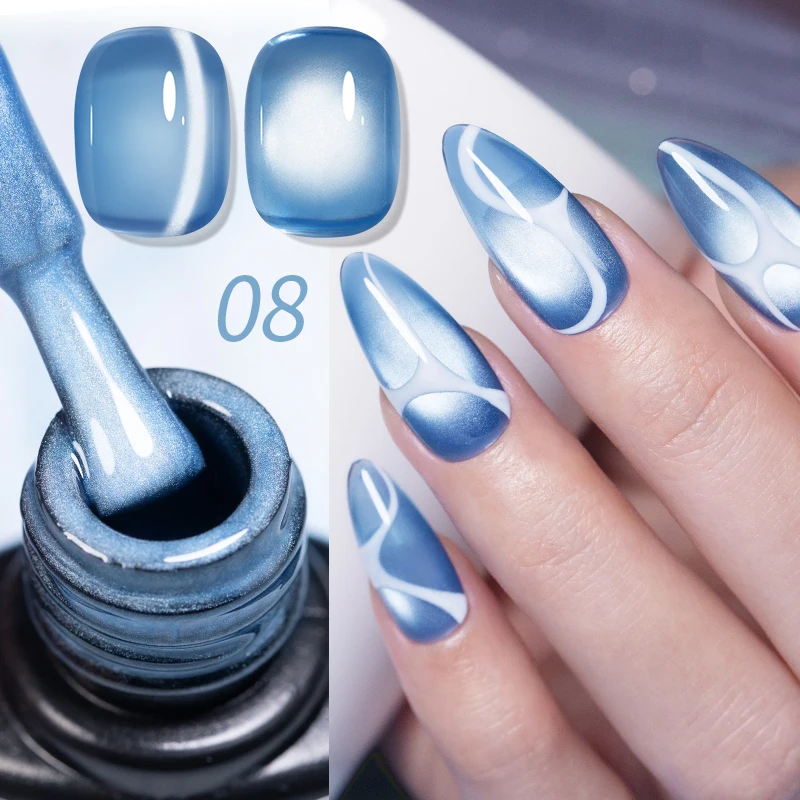 AWStorG Blaues Glas Katzenauge Gel Magnetischer UV-Soak-Off Spiegelglanz Transparenter Lack DIY Salon Sommer Kristall Nagelkunst Zubehör