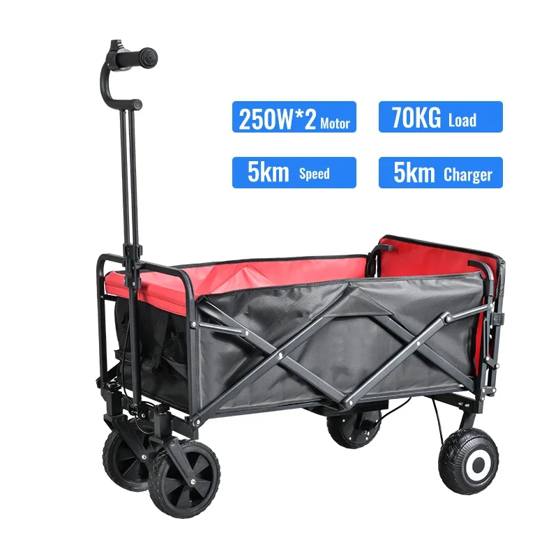 EC30 Electric Iron frame Camping Cart Wagon 2000 mAh 36V Portable Beach Trolley Cart Foldable Camping Stroller