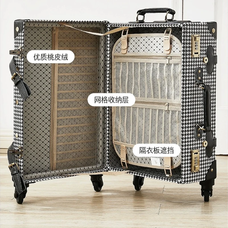 Hot!New Women 2PCS/SET Vintag PU Rolling Luggage sets,Men High Quality 20