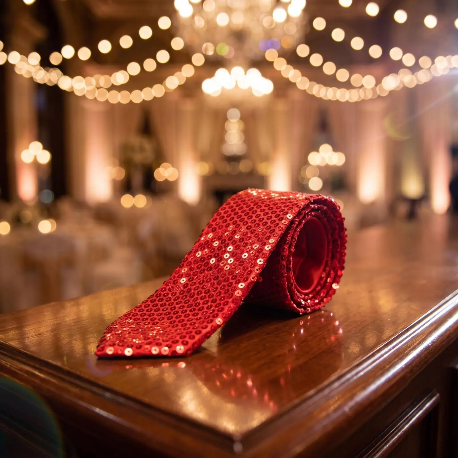 Sparkling Sequin Necktie Adults Narrow Silky Tie Formal Party Stage Performance Gift with Sequins Yarn Polyester