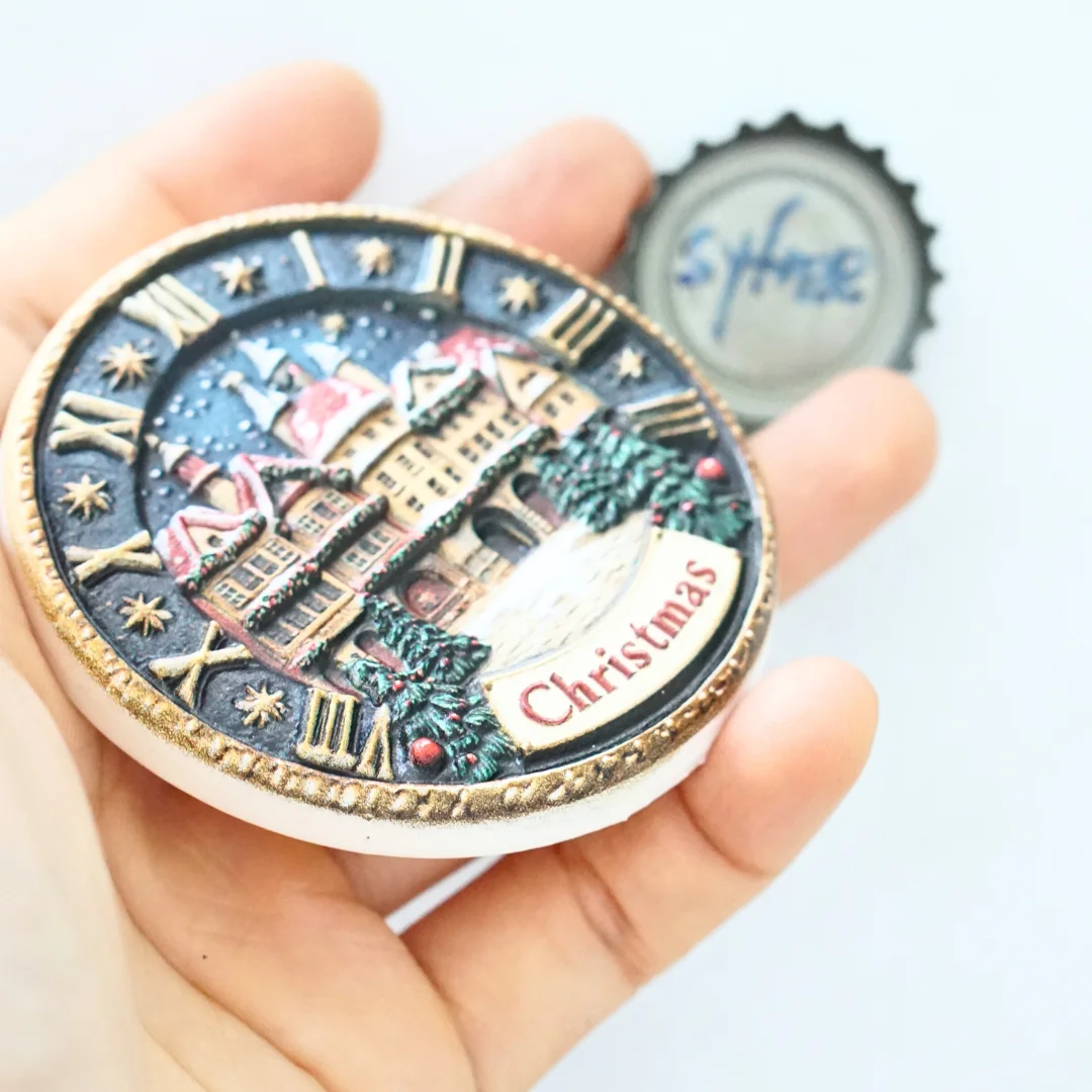 Christmas Fridge Magnet,Round Fridge Magnet,Holiday Gift ,Home Decor,Christmas Decor