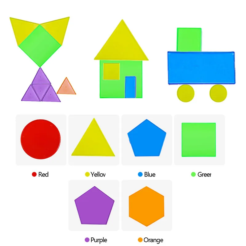 Montessori Translucent Geometric Puzzle Kids Toys Rainbow Blocks DIY Thinking Game Sensory Education Learning Light Table Toys view 2