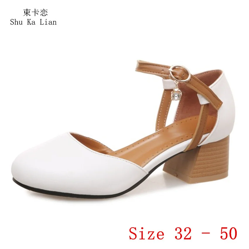 

Girl Low Med Heels 4.5 CM Women Pumps Mary Janes Low Med Heel D Orsay Shoes Woman Party Wedding Shoes Small Plus Size 32 - 50