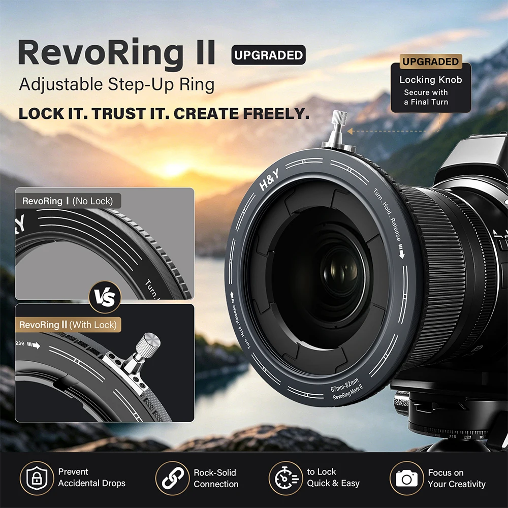 H&Y RevoRing Akcesoria do aparatu Filtry obiektywu Pierścienie podwyższające Pierścień adaptera zmiennego 37-49 mm 46-62 mm 52-72 mm 67-82 mm 82-95 mm — zdjęcie produktu 5