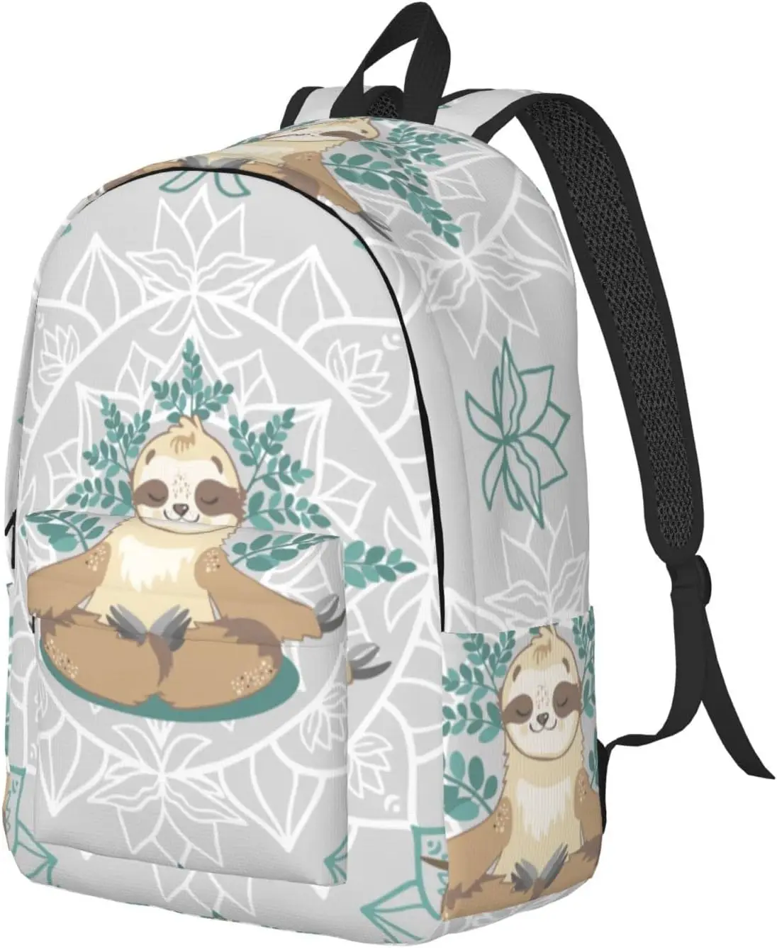 Backpack Casual Lightweight Sloth Bear Yoga Mandalas Laptop Backpack Men Women Travel Bag Outdoor Canvas Daypack