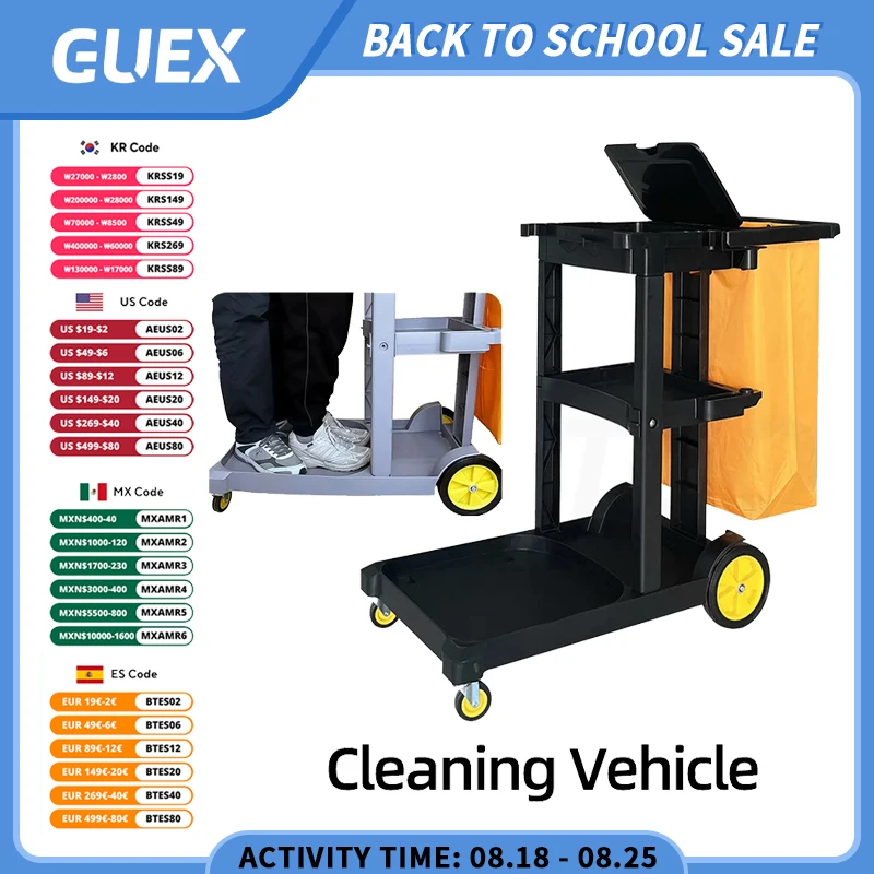 Janitorial Supplies Folding Cleaning Cart Housekeeping Cleaning Service Trolley Cart Wholesale Plastic Cleaning Trolley