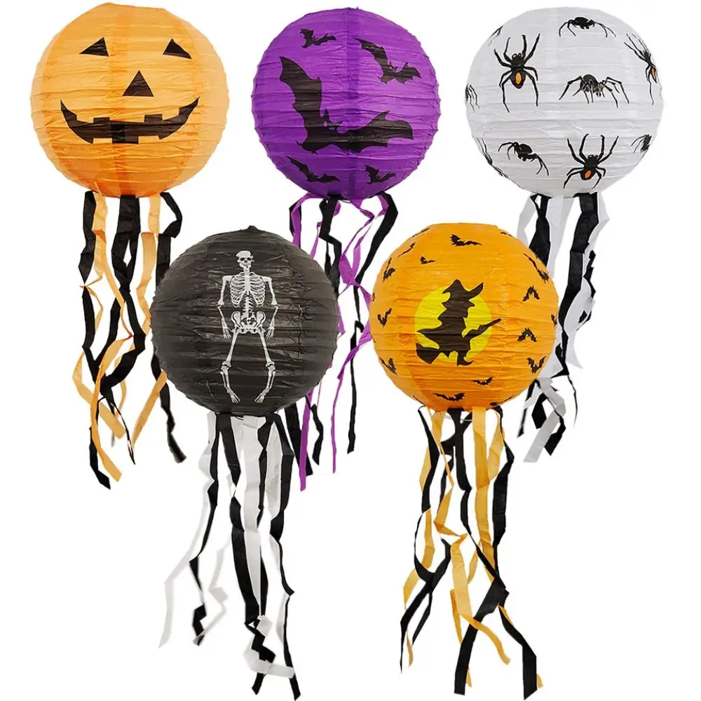 Funny Bat Halloween Paper Lanterns Skeleton With Tassels Hangingn Tassels Lantern Paper Pumpkin Shopping Mall