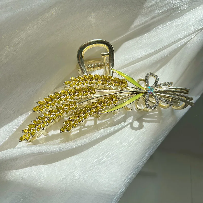 Fashion Wheat Metal Hair Claw for Women Gold Color Large Crab Hair Clip Korean Elegant Geometric Hairpin Girls Hair Accessories