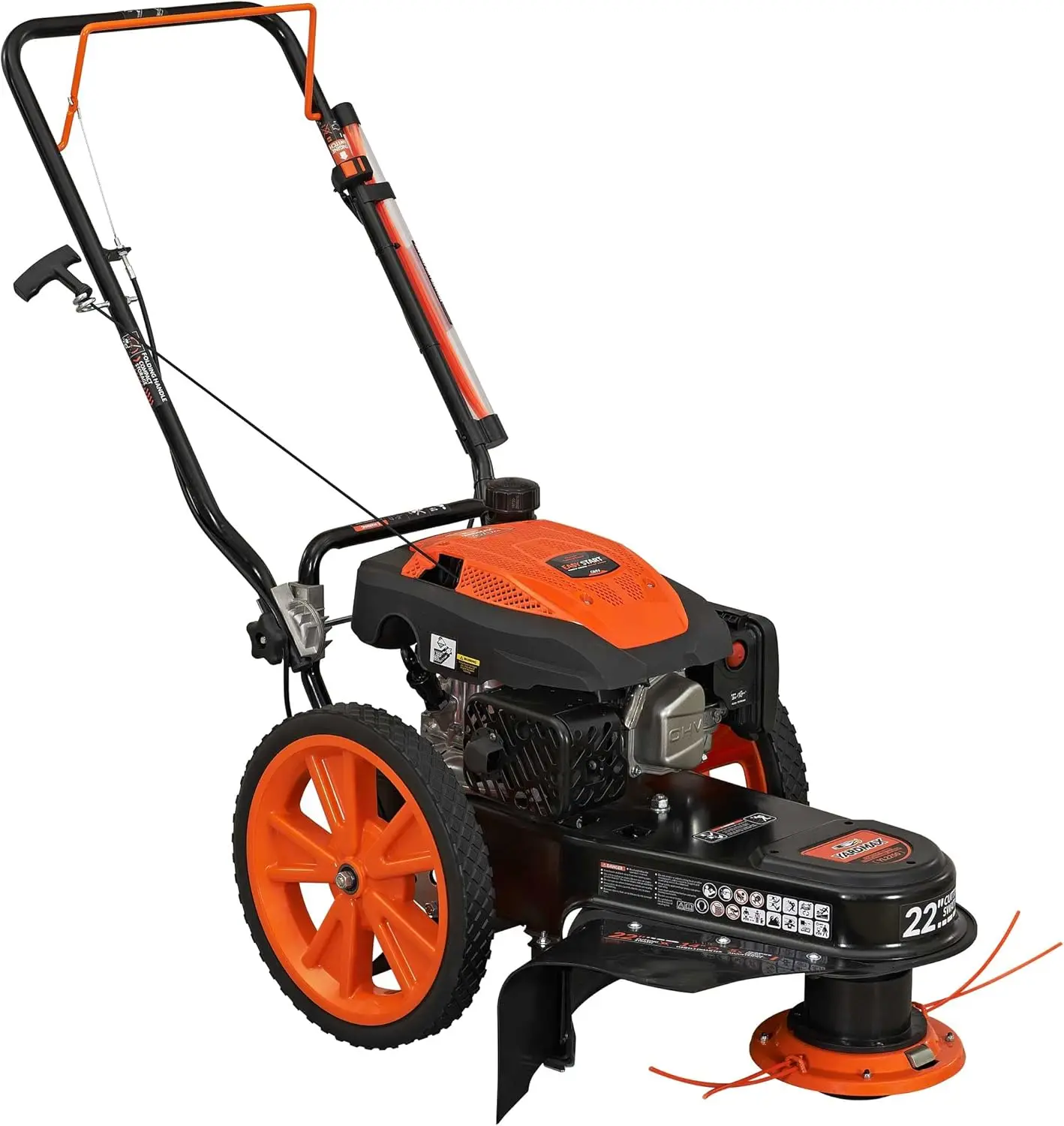 

22 in. 170cc Gas Walk Behind String Trimmer Mower Orange Designed to get big jobs done fast Tool-free height adjusting