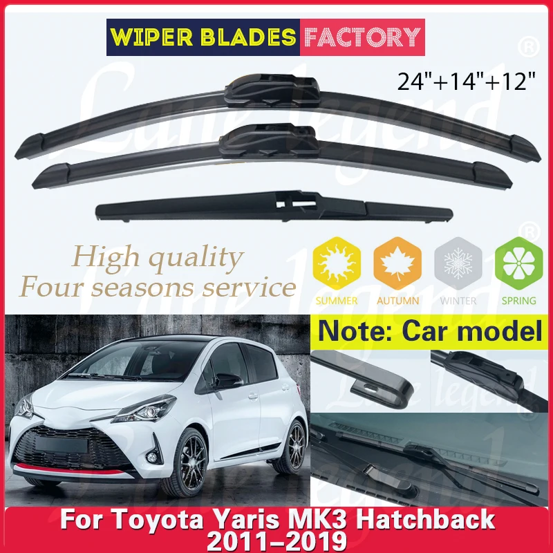 For Toyota Yaris MK3 Hatchback 2011 - 2019 Car Wiper Front Rear Windshield Windscreen Wiper Blade 24