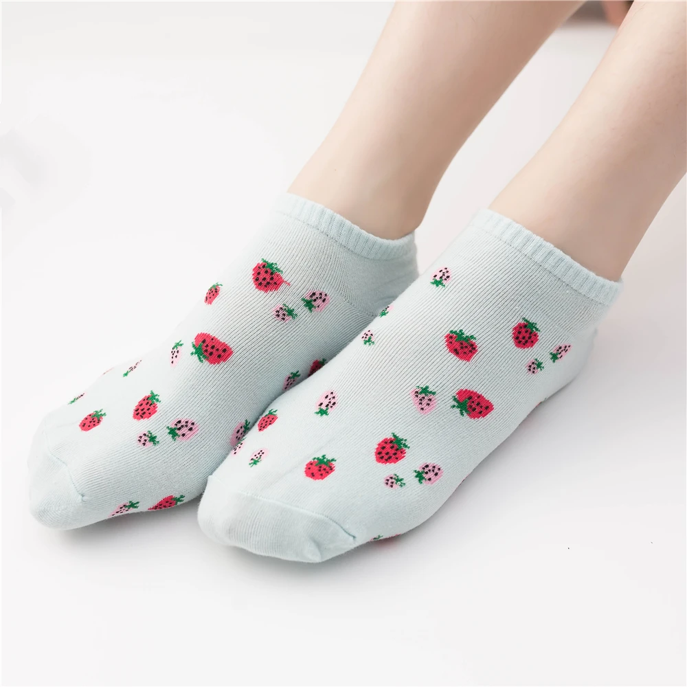 New Cute Art Fresh Happy Fruit Party Socks Comfortable Strawberry Cherry Avocado Pineapple Watermelon Cotton Sokken Dropship