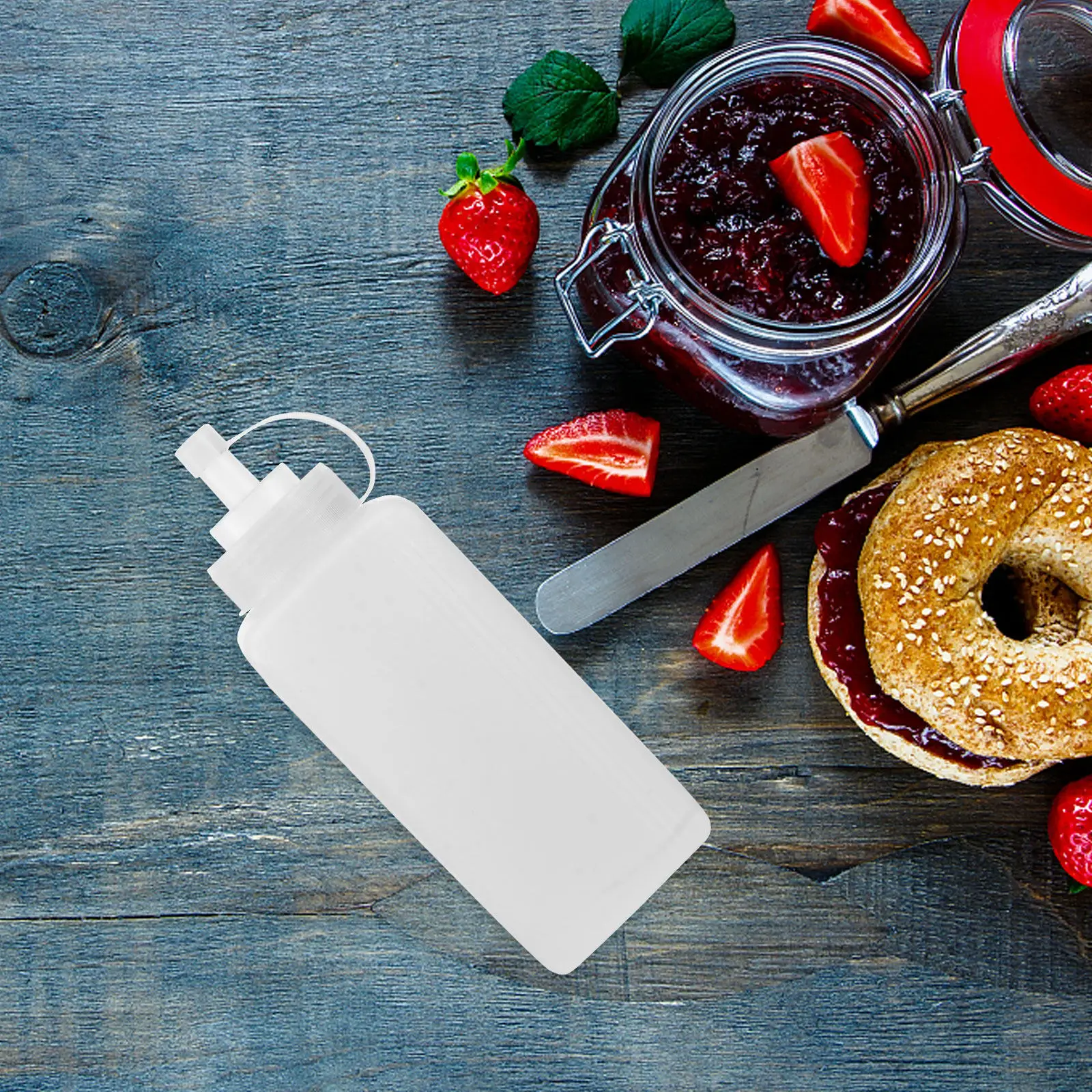 2Pcs Plastic Squeeze Bottles Wide Mouth Leakproof Kitchen Sauce Dispensers for Home Salad Dressing Jam Honey Storage view 3
